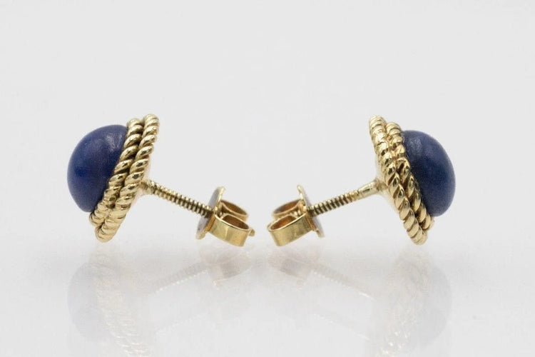 Boucles d'oreilles Boucles d'oreilles vintage en or jaune et lapis-lazuli 58 Facettes 11399