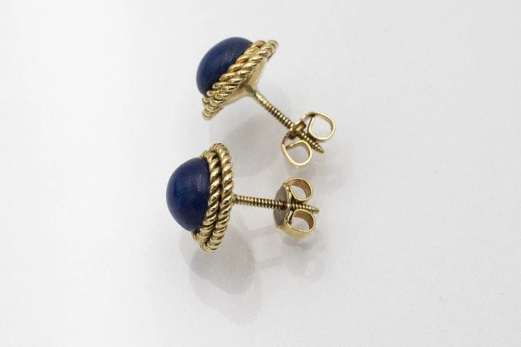 Boucles d'oreilles Boucles d'oreilles vintage en or jaune et lapis-lazuli 58 Facettes 11399