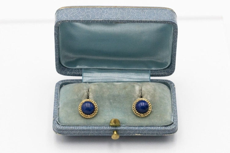 Boucles d'oreilles Boucles d'oreilles vintage en or jaune et lapis-lazuli 58 Facettes 11399