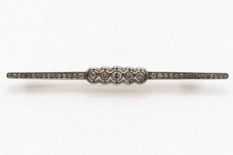 Broche Broche ancienne oblongue - Or jaune 18 carats, platine et diamants 58 Facettes 9232