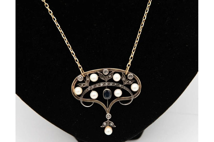 Pendentif Art nouveau - Pendentif Belle Époque en or jaune et argent, diamants 58 Facettes 9457
