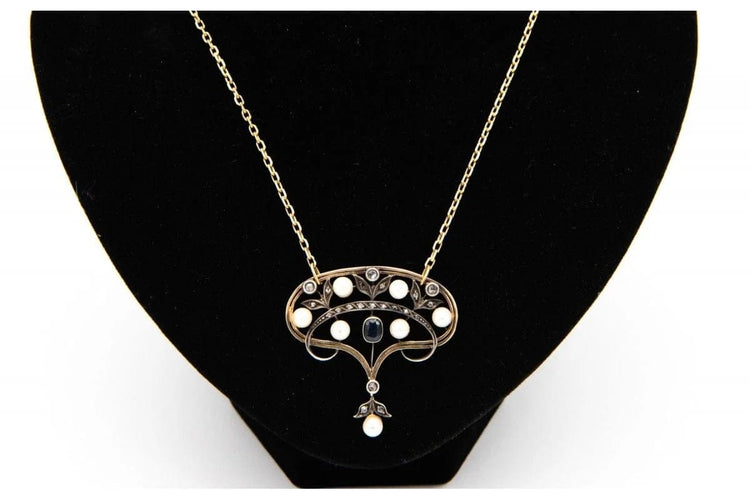 Pendentif Art nouveau - Pendentif Belle Époque en or jaune et argent, diamants 58 Facettes 9457