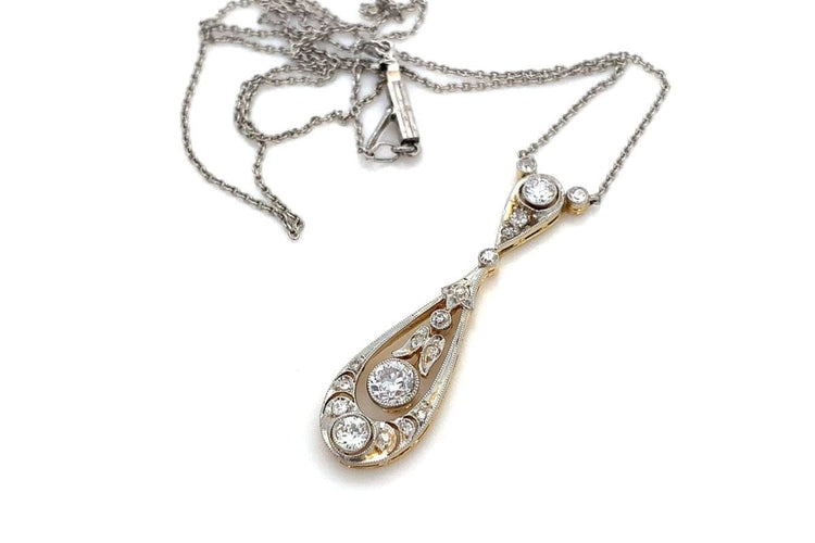 Collier Collier Art déco en or jaune 18 carats avec diamants 0,50 ct 58 Facettes 10713