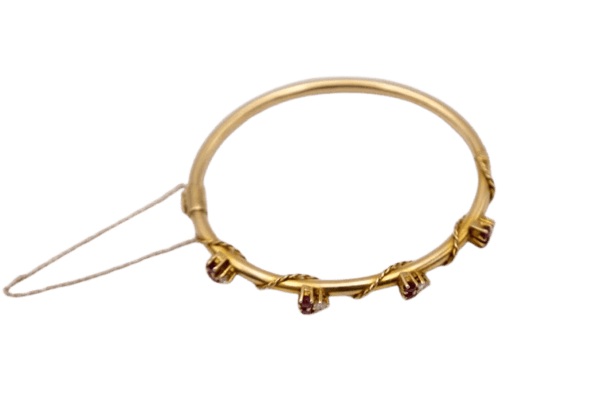 Bracelet Bracelet Art nouveau rigide en or jaune 14 carats, rubis et diamants 58 Facettes 10569