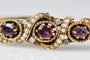 Bracelet Bracelet rigide ancien en or jaune 14 carats avec rubis, perles et diamants 58 Facettes 10673