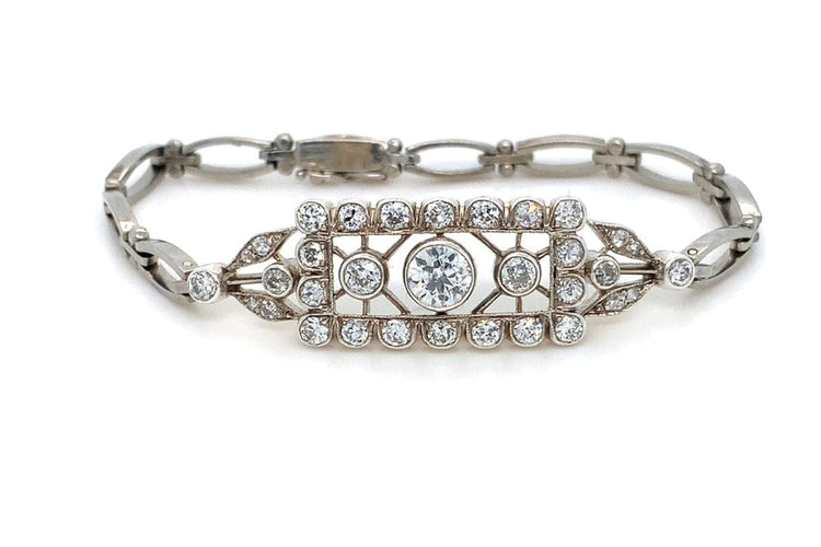 Bracelet Bracelet Art déco en or et argent avec diamants 3,00 ct 58 Facettes 10719