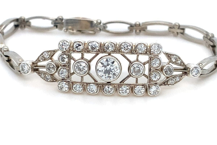 Bracelet Bracelet Art déco en or et argent avec diamants 3,00 ct 58 Facettes 10719