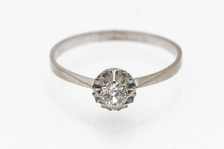 Bague 66 Bague ancienne française en or blanc et diamant 58 Facettes 9366V
