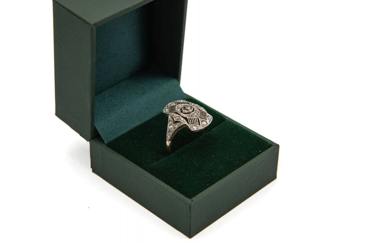 Bague 57 Bague Art déco en or jaune 18 carats et platine avec diamants 58 Facettes 9436