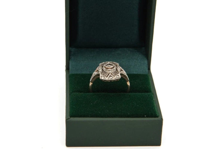 Bague 57 Bague Art déco en or jaune 18 carats et platine avec diamants 58 Facettes 9436