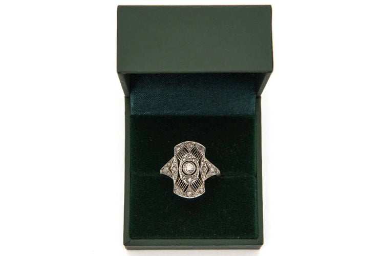 Bague 57 Bague Art déco en or jaune 18 carats et platine avec diamants 58 Facettes 9436