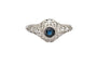 Bague 54 Bague en or blanc 750 avec saphir bleu, milieu du XXe siècle 58 Facettes TP10