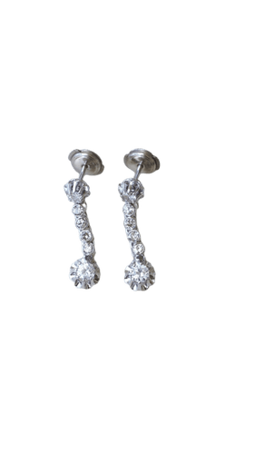 Boucles d'oreilles Art Déco - Boucles d'oreilles en or blanc diamants 58 Facettes