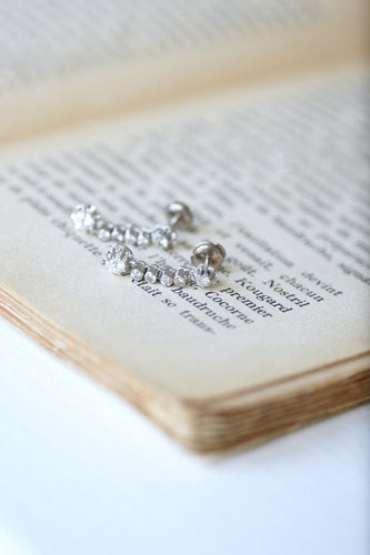 Boucles d'oreilles Art Déco - Boucles d'oreilles en or blanc diamants 58 Facettes