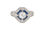 Bague 53 Art déco - Bague en or blanc, diamants et saphirs 58 Facettes 10488