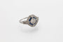 Bague 53 Art déco - Bague en or blanc, diamants et saphirs 58 Facettes 10488