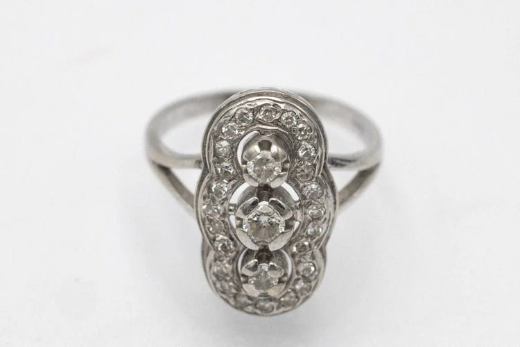 Bague 61 Bague Art déco en or blanc et diamants 58 Facettes 10663