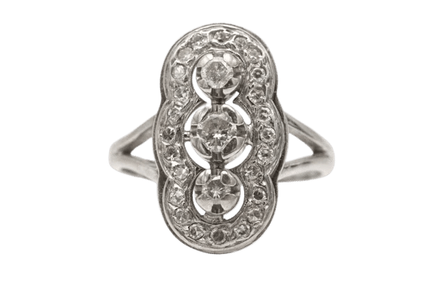 Bague 61 Bague Art déco en or blanc et diamants 58 Facettes 10663