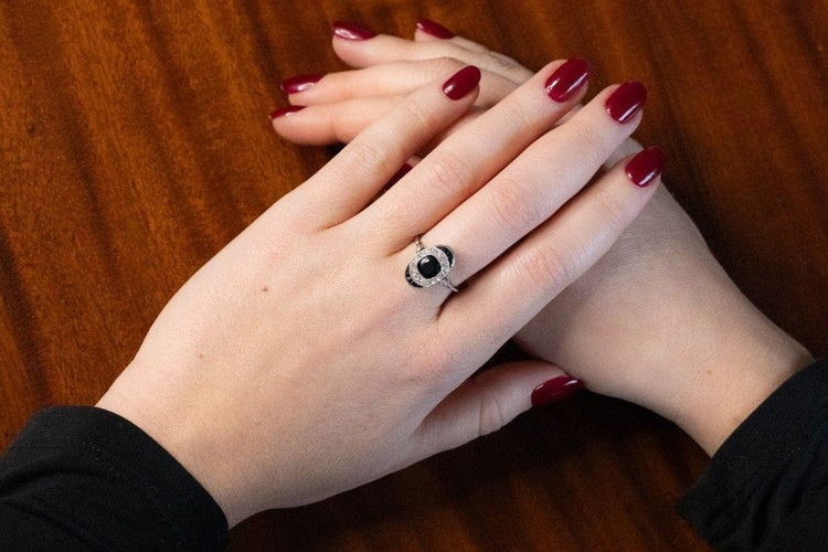 Bague 54 Bague Art déco en platine avec saphir et diamants 58 Facettes 10684