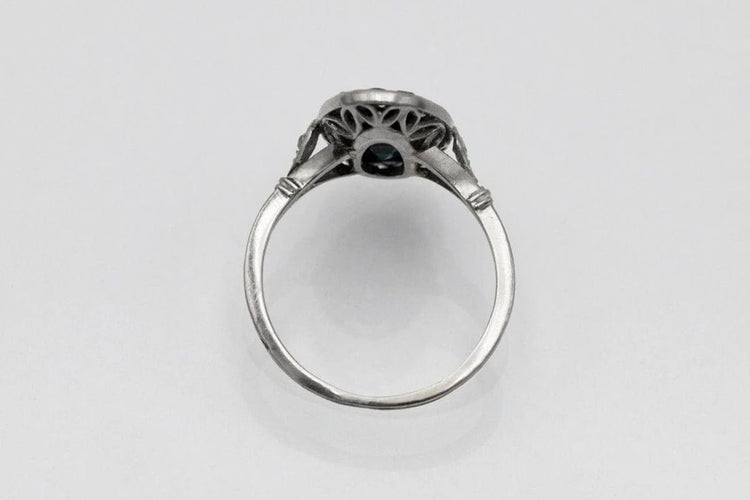 Bague 54 Bague Art déco en platine avec saphir et diamants 58 Facettes 10684