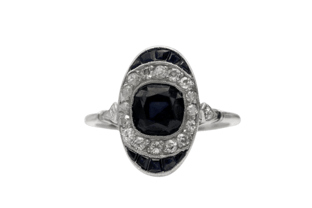 Bague 54 Bague Art déco en platine avec saphir et diamants 58 Facettes 10684