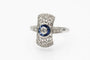 Bague 55 Bague Art déco en or blanc 14 carats avec diamants et saphirs 58 Facettes 10688