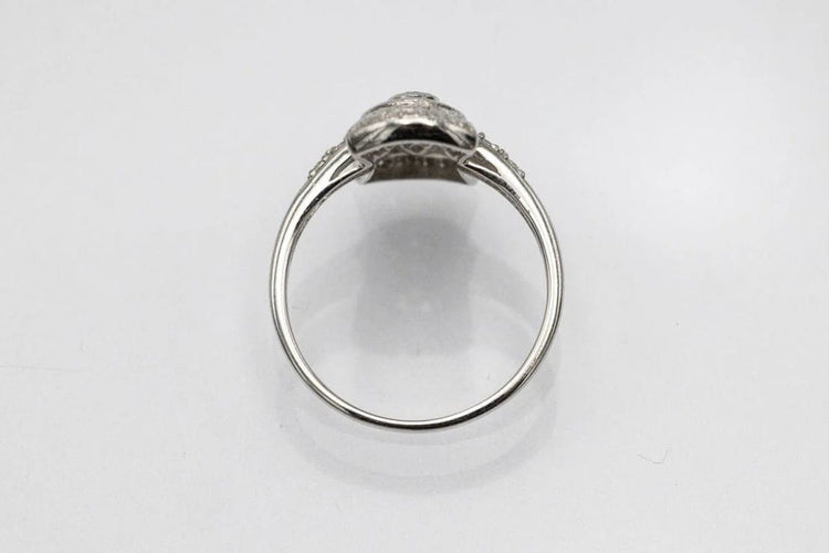 Bague 55 Bague Art déco en or blanc 14 carats avec diamants et saphirs 58 Facettes 10688