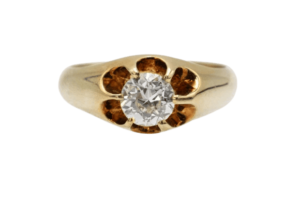 Bague 57 Bague solitaire en or jaune 14 carats avec diamant taille ancienne 58 Facettes 11215