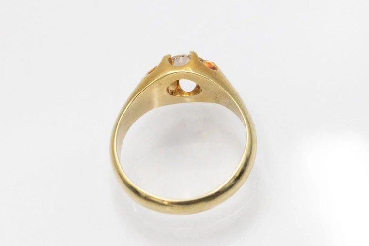 Bague 57 Bague solitaire en or jaune 14 carats avec diamant taille ancienne 58 Facettes 11215