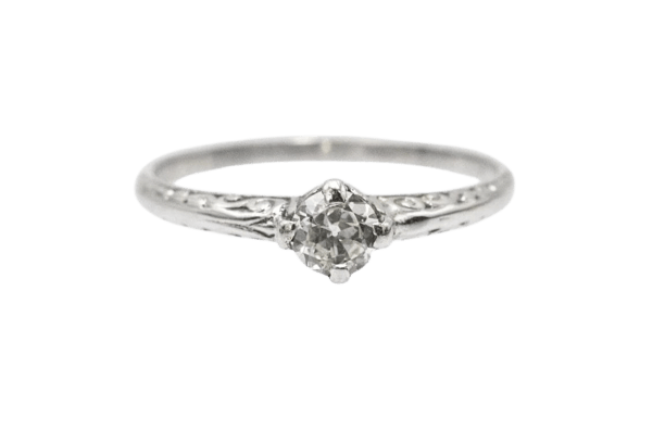 Bague 51 Bague solitaire en or blanc 18 carats avec diamant taille ancienne 0,25 ct 58 Facettes 11219