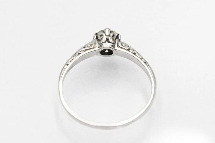 Bague 51 Bague solitaire en or blanc 18 carats avec diamant taille ancienne 0,25 ct 58 Facettes 11219