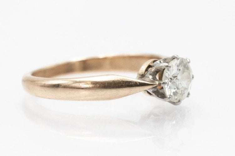 Bague 58 Bague solitaire - diamant taille ancienne 0,86 ct en or jaune 14 carats 58 Facettes 11216