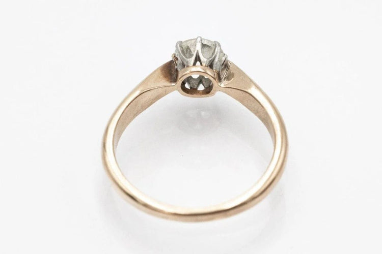 Bague 58 Bague solitaire - diamant taille ancienne 0,86 ct en or jaune 14 carats 58 Facettes 11216