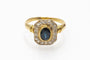 Bague 59 Bague géométrique en or jaune 18 carats avec saphir et diamants 58 Facettes 11260