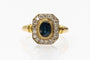 Bague 59 Bague géométrique en or jaune 18 carats avec saphir et diamants 58 Facettes 11260