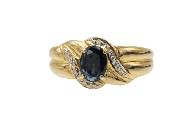 Bague 55 Bague vintage française en or jaune, saphir et diamants 58 Facettes 11258