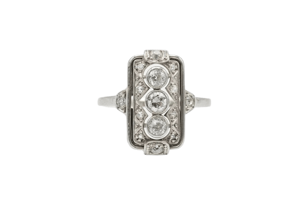 Bague 54 Bague Art déco en or blanc 14 ct et platine, diamants 58 Facettes KLD1