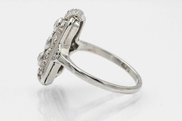 Bague 54 Bague Art déco en or blanc 14 ct et platine, diamants 58 Facettes KLD1