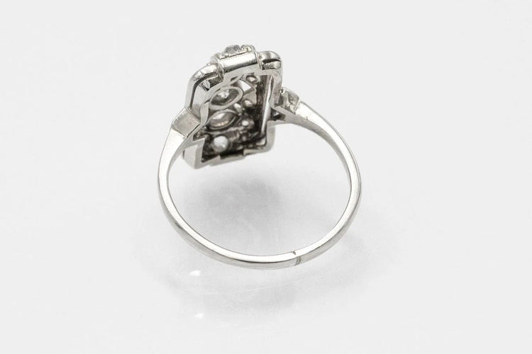 Bague 54 Bague Art déco en or blanc 14 ct et platine, diamants 58 Facettes KLD1