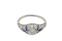 Bague Bague Art déco en platine sertie de diamants et saphirs synthétiques 58 Facettes 11324