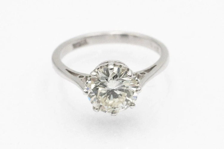 Bague 53 Bague solitaire en or blanc 18 carats avec diamant 2,01 ct 58 Facettes 11533