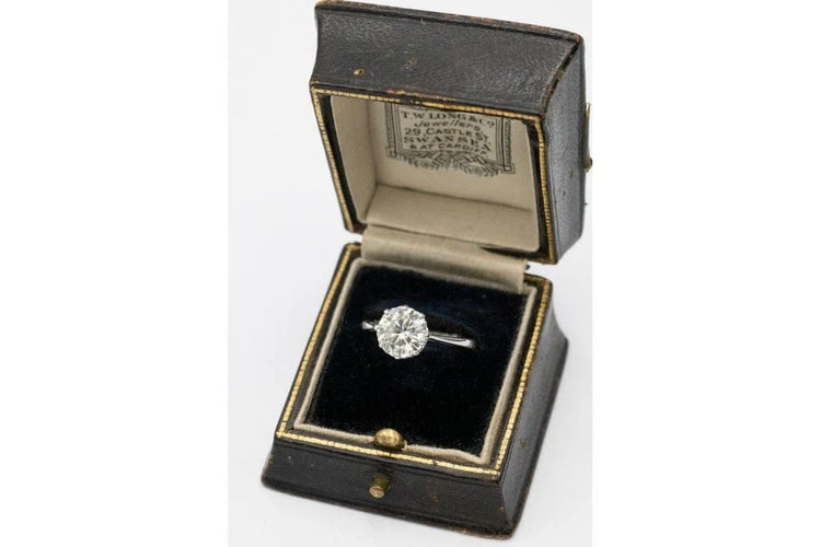 Bague 53 Bague solitaire en or blanc 18 carats avec diamant 2,01 ct 58 Facettes 11533