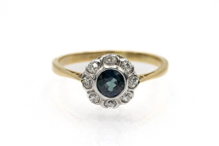 Bague 55 Bague en or jaune 18 carats avec saphir et diamants 58 Facettes 11550