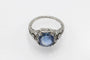 Bague 49 Art déco - Bague en platine avec saphir coussin et diamants 58 Facettes 11300