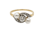 Bague 57 Bague vintage en or jaune et platine, diamants et perles 58 Facettes 11575