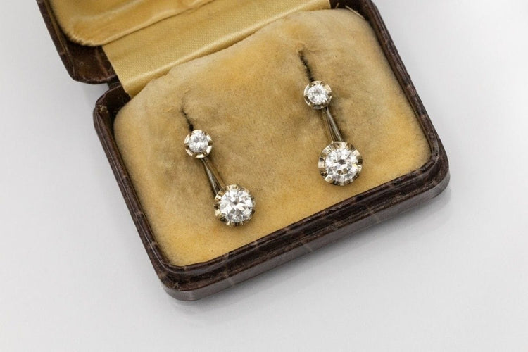 Boucles d'oreilles Boucles d'oreilles en or jaune 14k avec diamants 1,30 ct 58 Facettes 11573