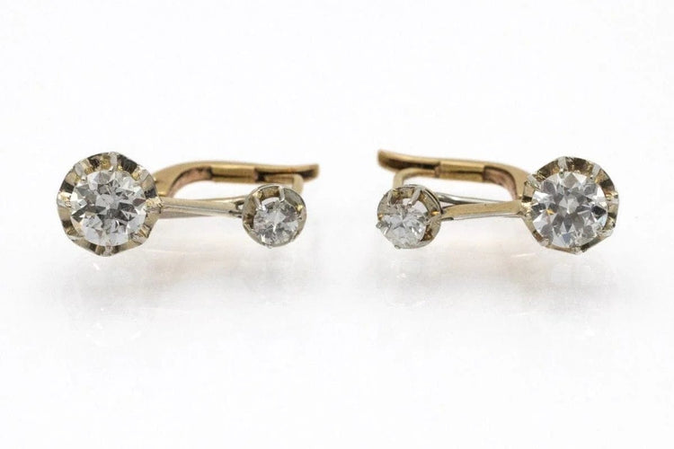 Boucles d'oreilles Boucles d'oreilles en or jaune 14k avec diamants 1,30 ct 58 Facettes 11573