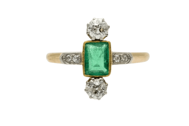 Bague 58 Bague Art déco en or 18 carats, émeraude et diamants 58 Facettes 10598