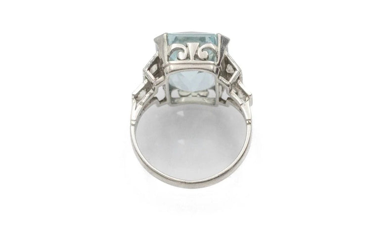 Bague 49 Art déco - Bague en platine, aigue-marine et diamants 58 Facettes 11462