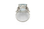 Bague 49 Art déco - Bague en platine, aigue-marine et diamants 58 Facettes 11462